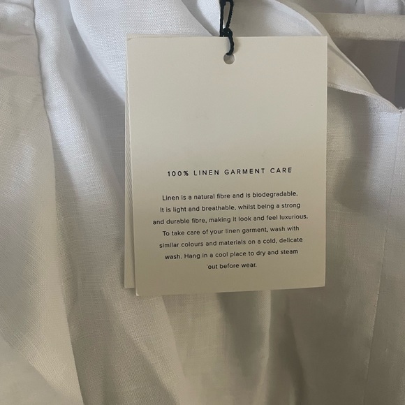 DISSH NAT WHITE GATHERED LINEN MINI DRESS - Picture 5 of 6